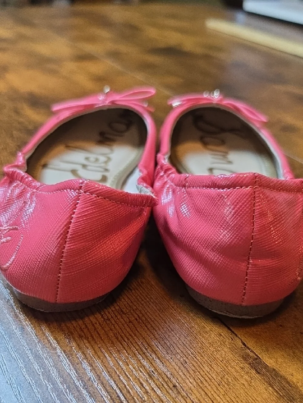 Girls Pink Ballet Flats with Bow Accent